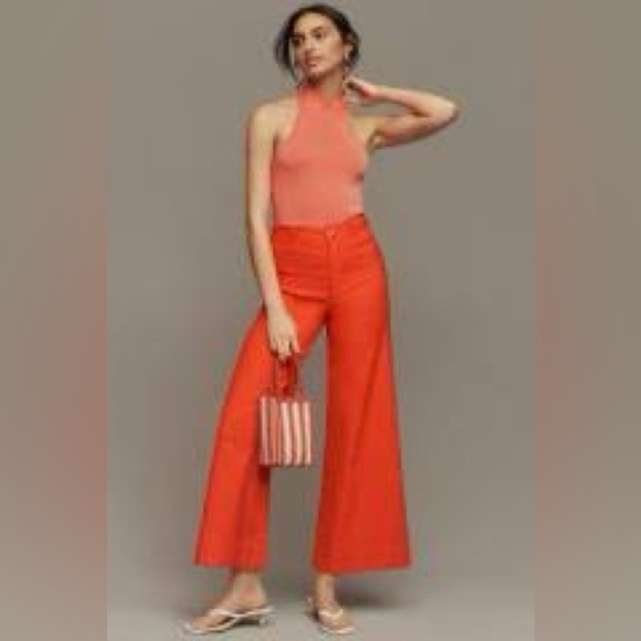 NWT Size 33 - The Ettie High-Rise Crop Wide-Leg Pants by Maeve (Light Red) - Picture 5 of 16